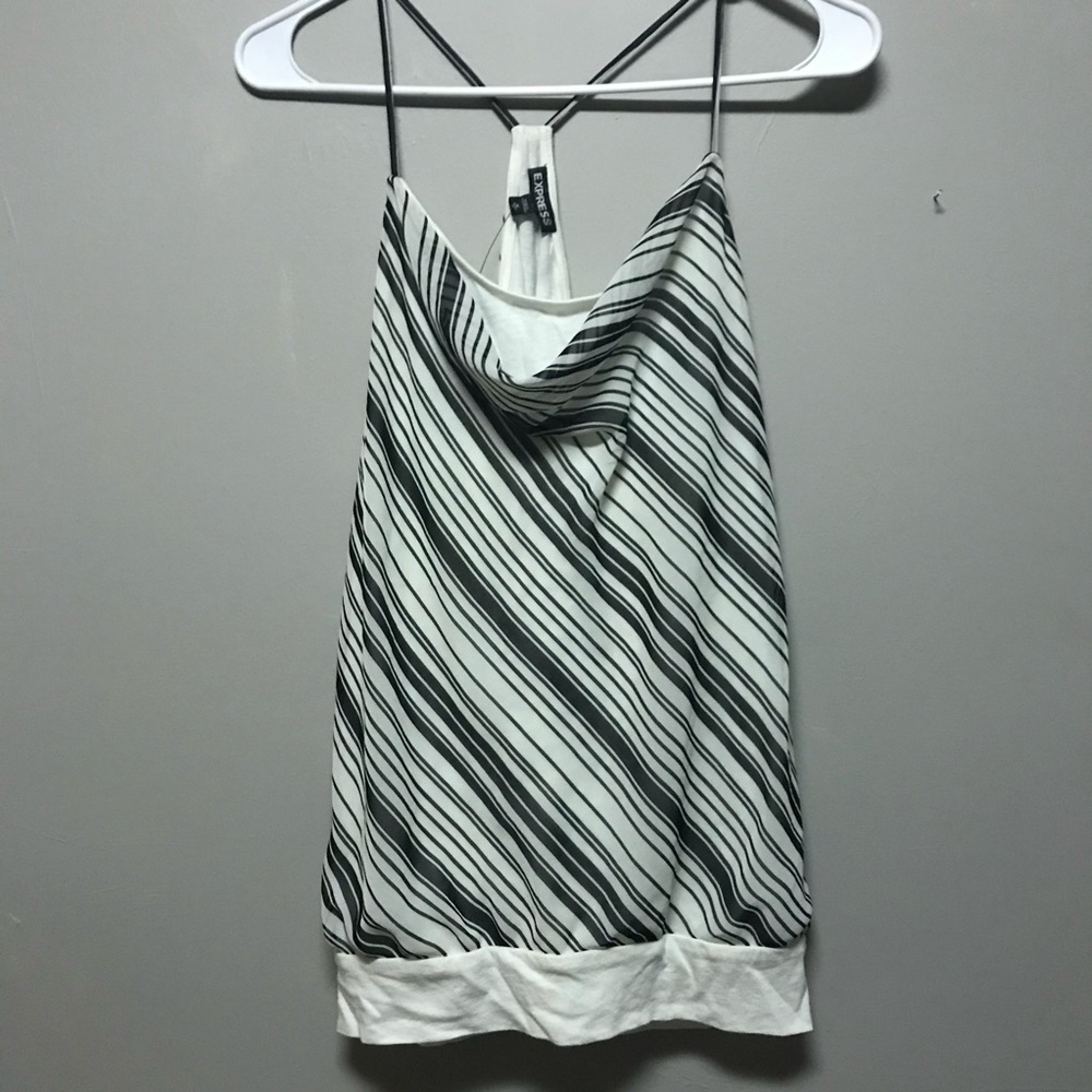 Express Black White Striped Spaghetti Strap Top